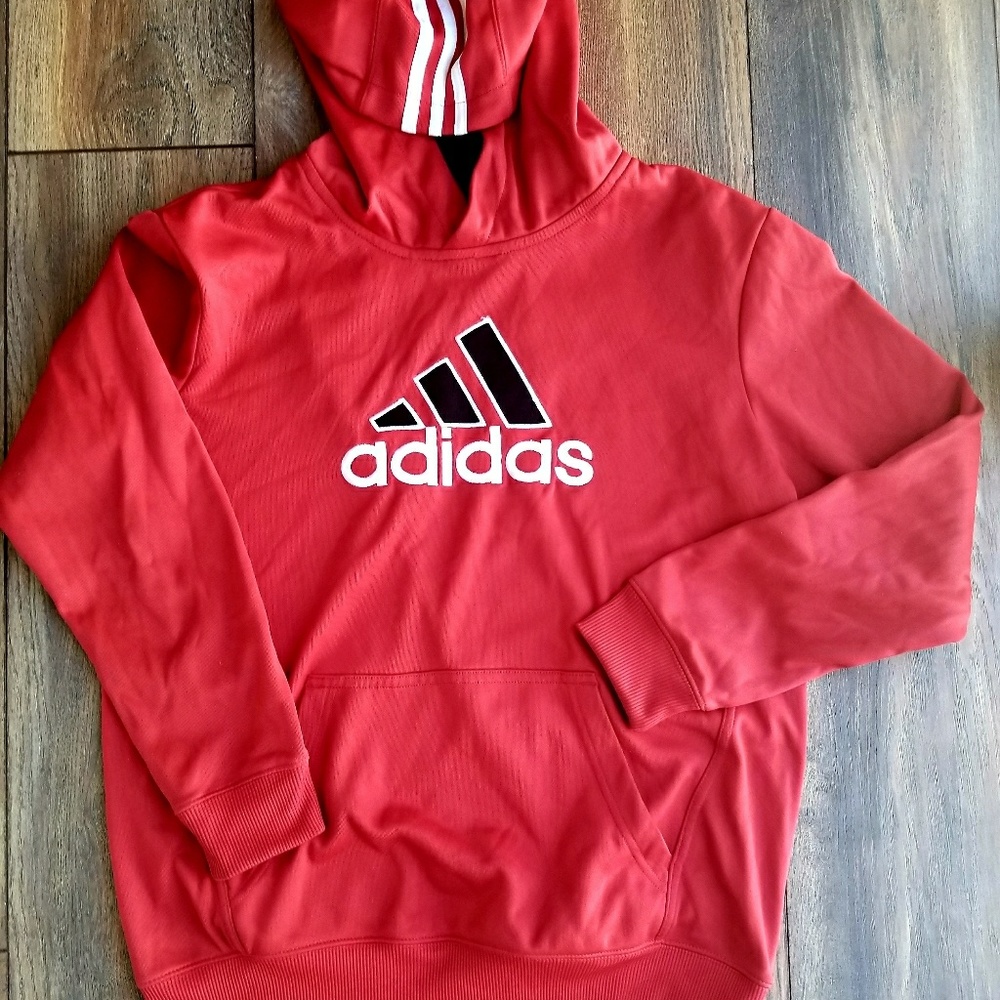 Adidas hoodie size large red embroidered logo